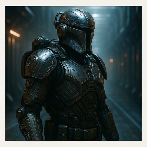 Futuristic Rebel in Polished Metal Armor - Cinematic Sci-Fi