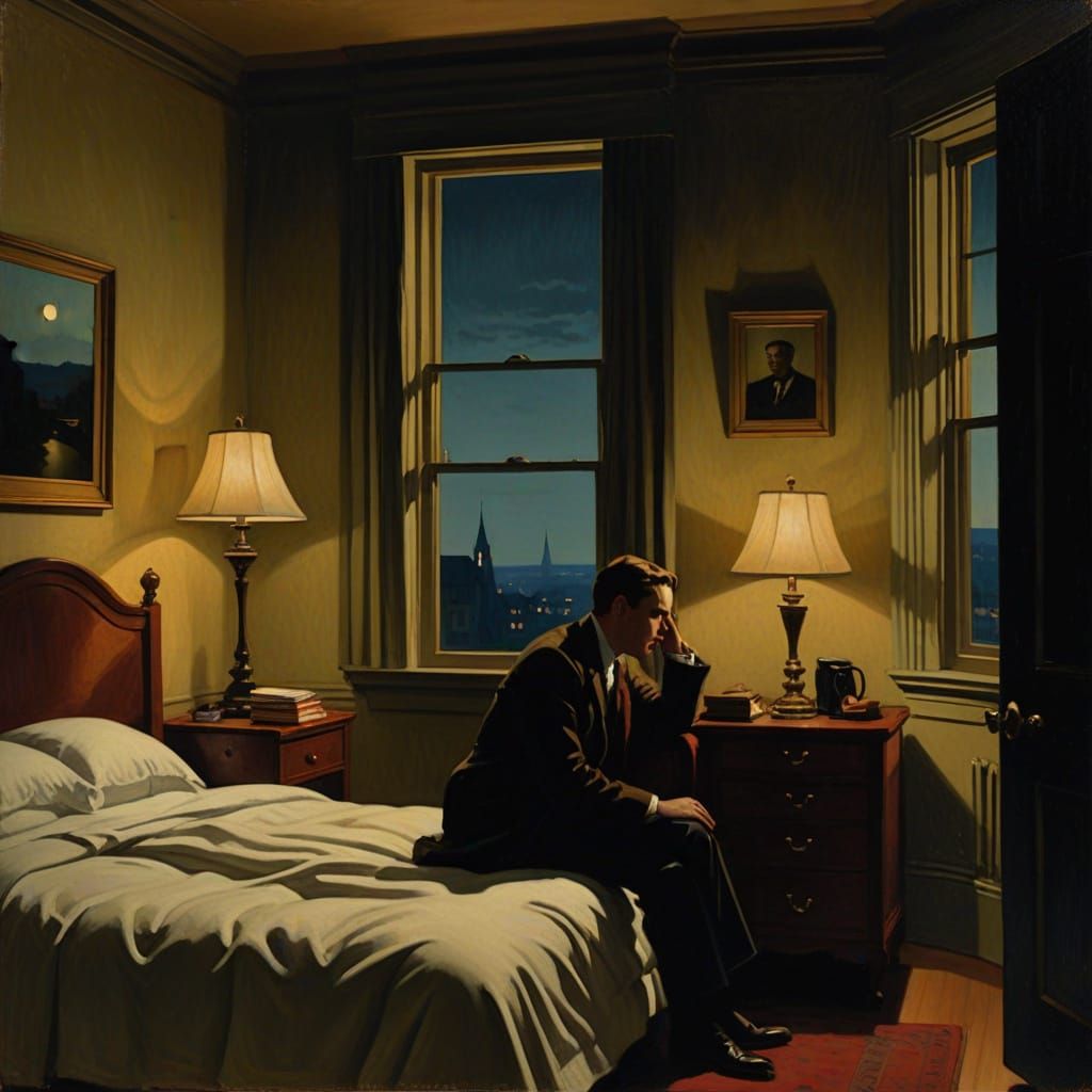 Sleepless Poet in Velvet, Chiaroscuro Style