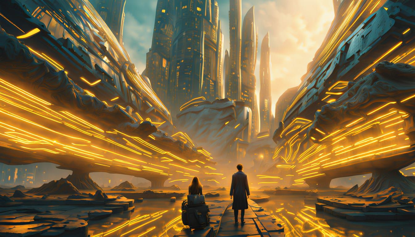 Time Traveler Leaps Between Worlds in Cyberpunk Style