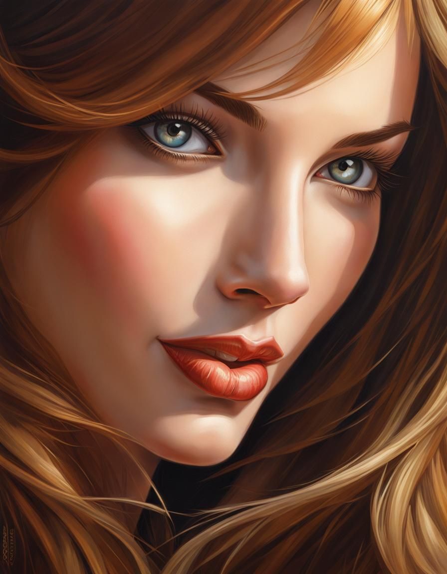 Beautiful Woman Portrait in Artgerm Style