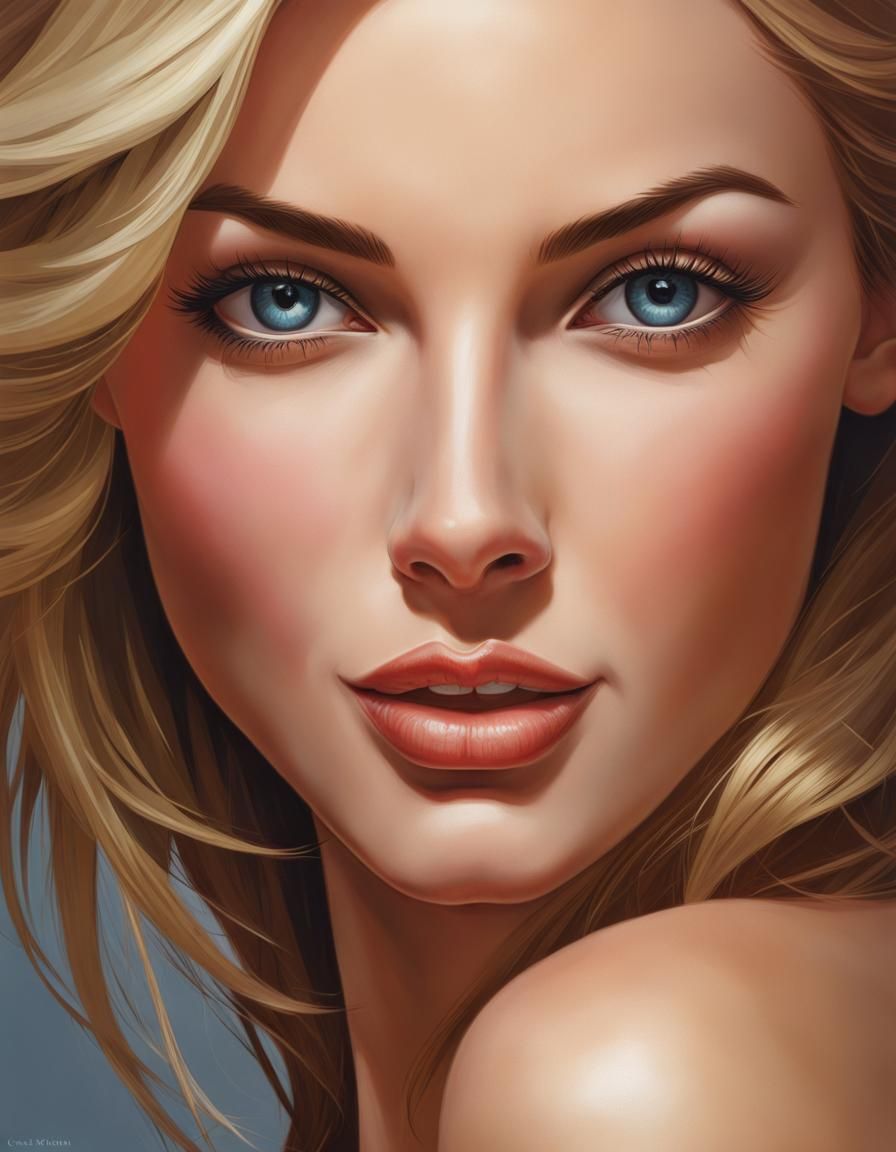 Beautiful Woman Portrait with Flirtatious Expression