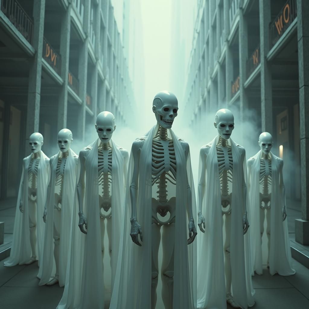 Dystopian X-Ray Figures Declare 'WE SHALL PREVAIL'