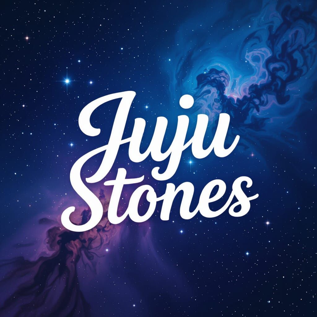 JuJu Stones Logo in Cosmic Nebula