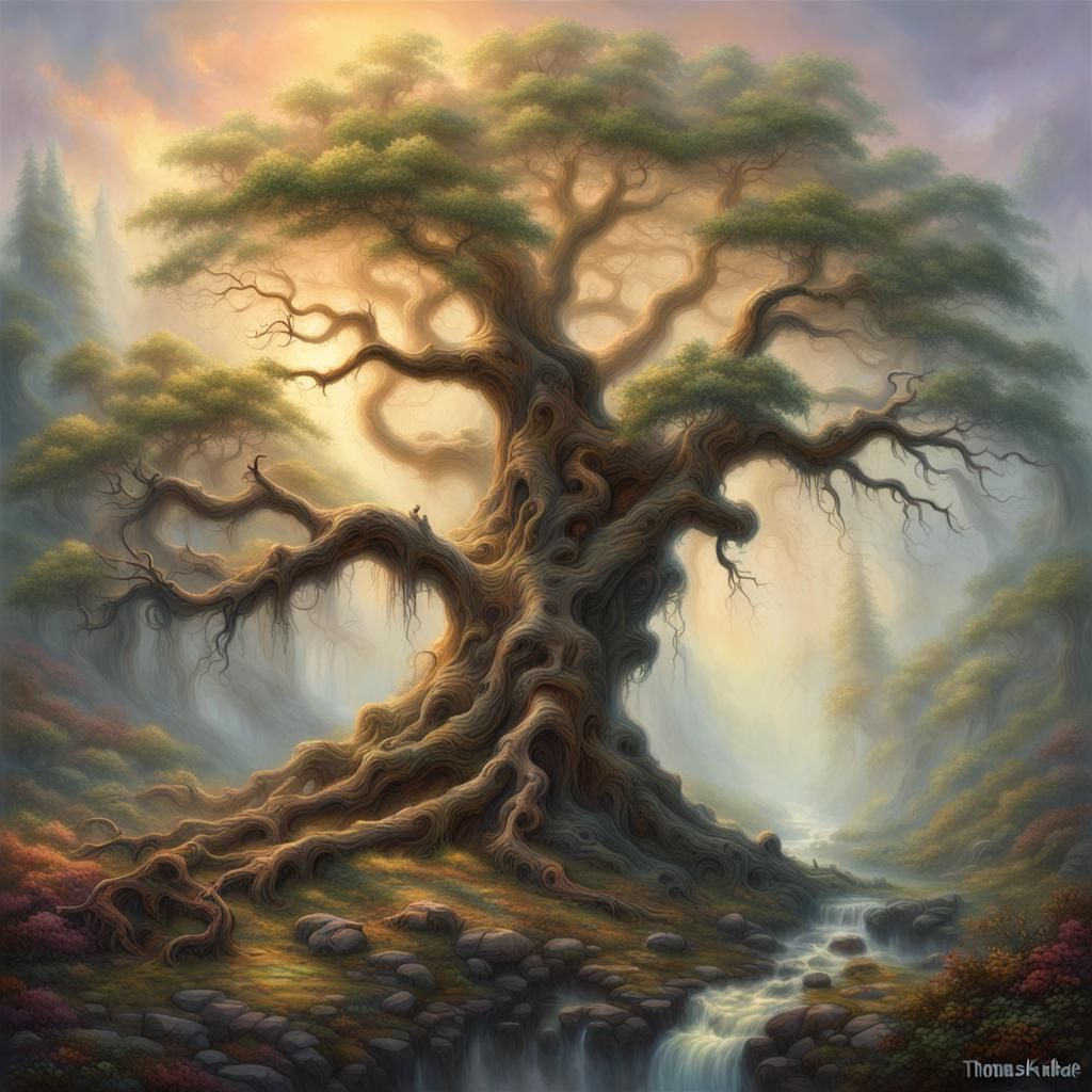 Ethereal Forest Inside Dying Tree Branch