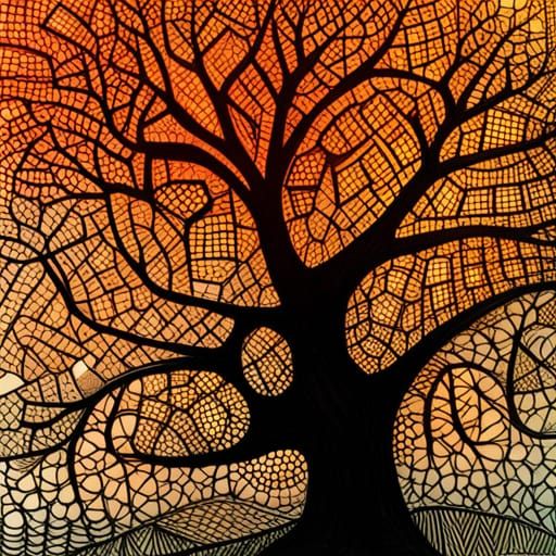 Orange Tree in Graphic Novel Style