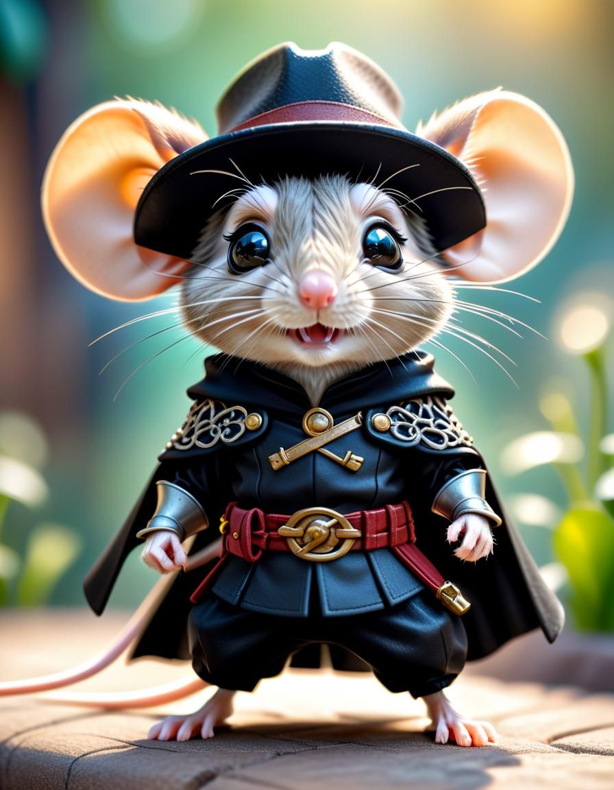 Adorable Chibi Mouse as Zorro in HDR