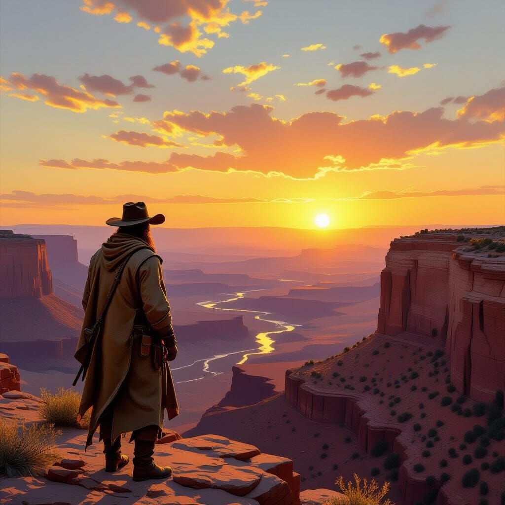 Desert Mesa Sunset, Golden Hour Landscape