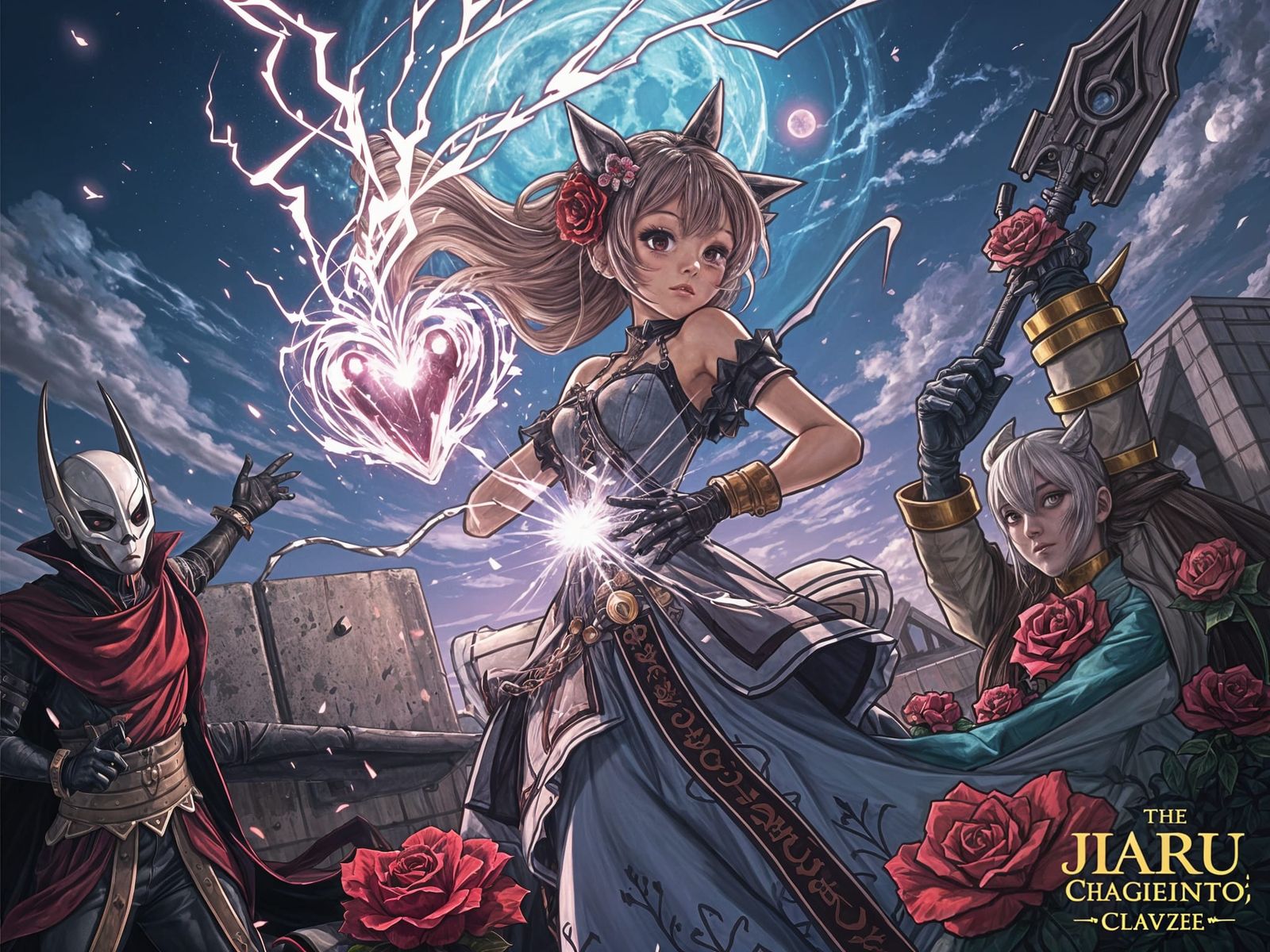 Dark Fantasy Anime Poster: 7 Waifus in Gothic Battle