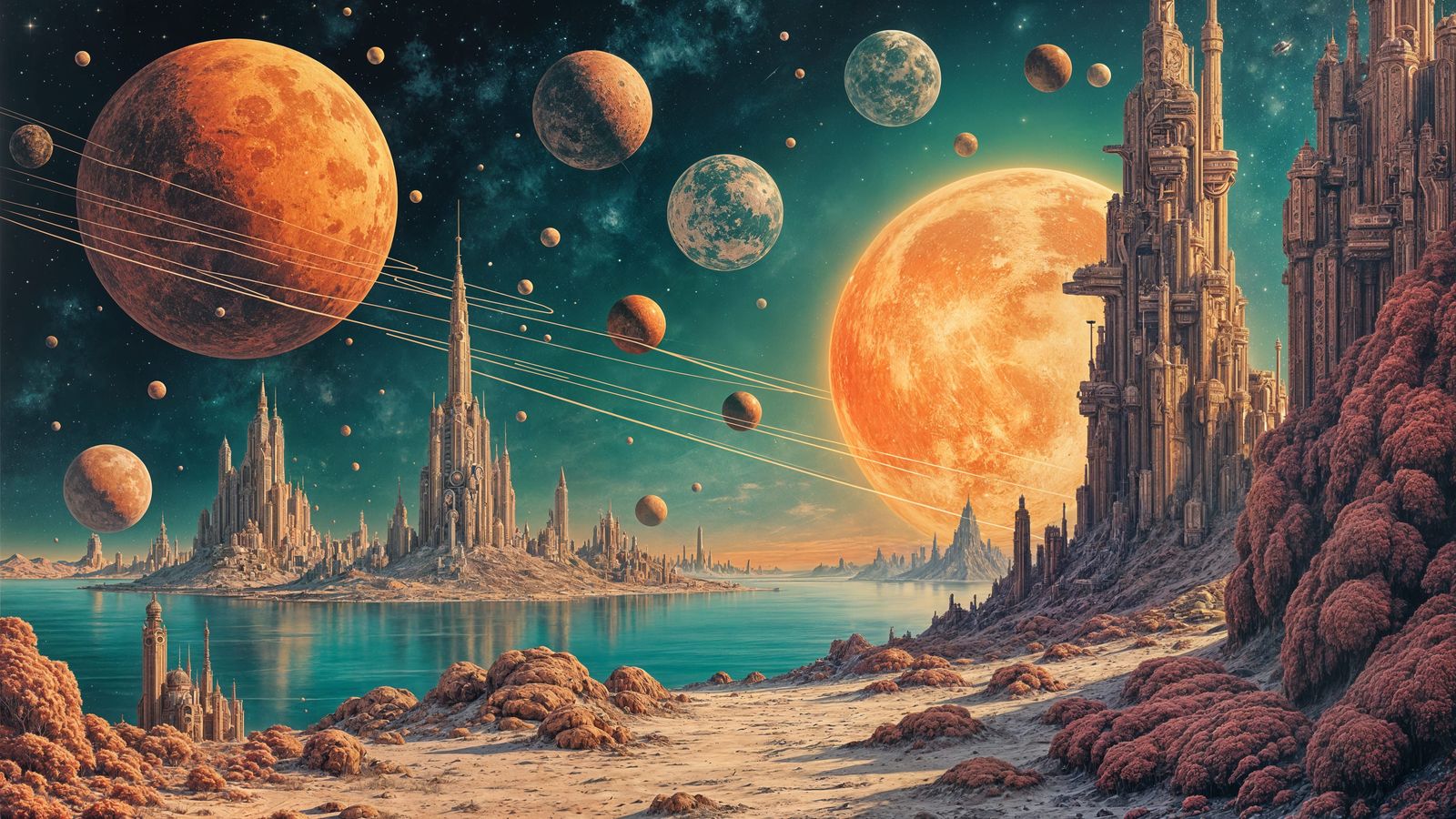 abstract art, intricately detailed, futuristic, space