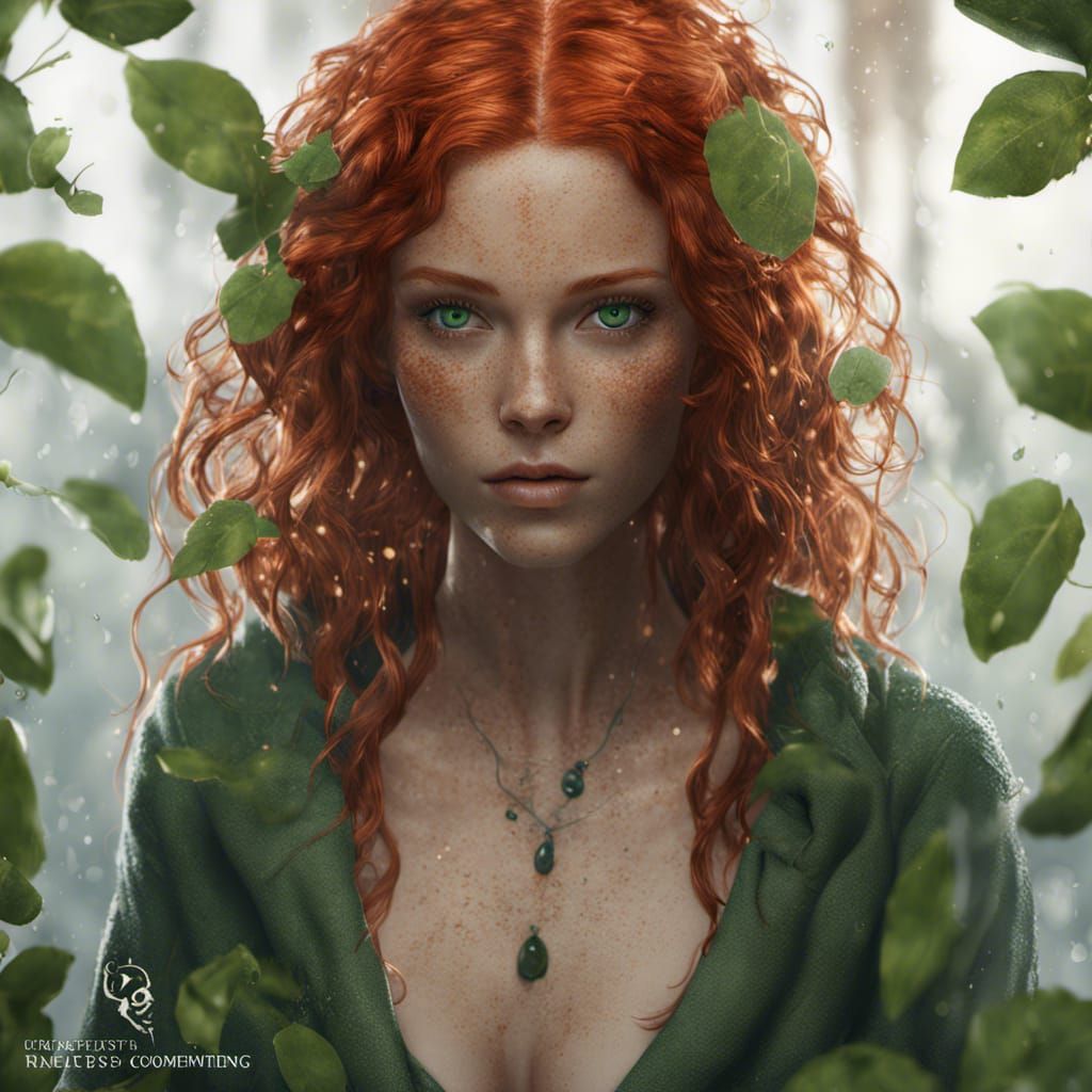 Redhead Freckles Portrait in Detailed Matte Painting Style