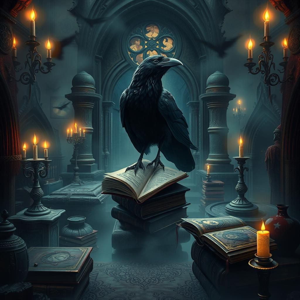 Mystical Raven Haven in Dark Surreal Style