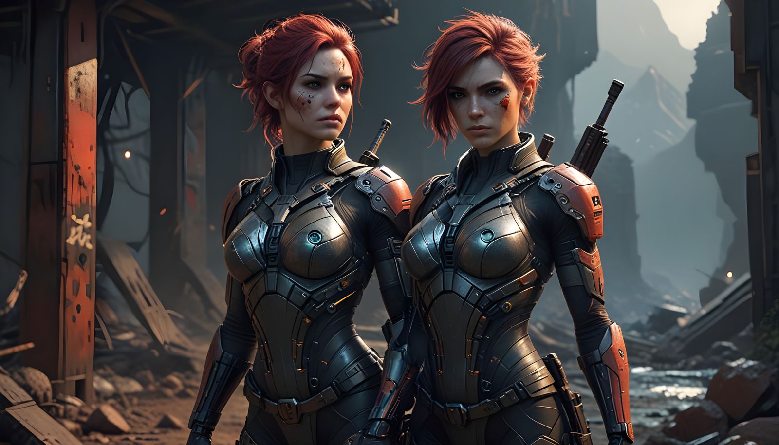 Vigilante Warrior in Cyberpunk Attire with Sniper Rifle