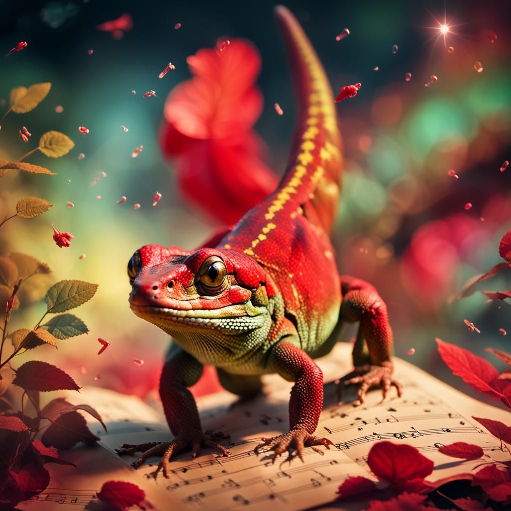 Lizard in Rose, Fantasy Forest with Music