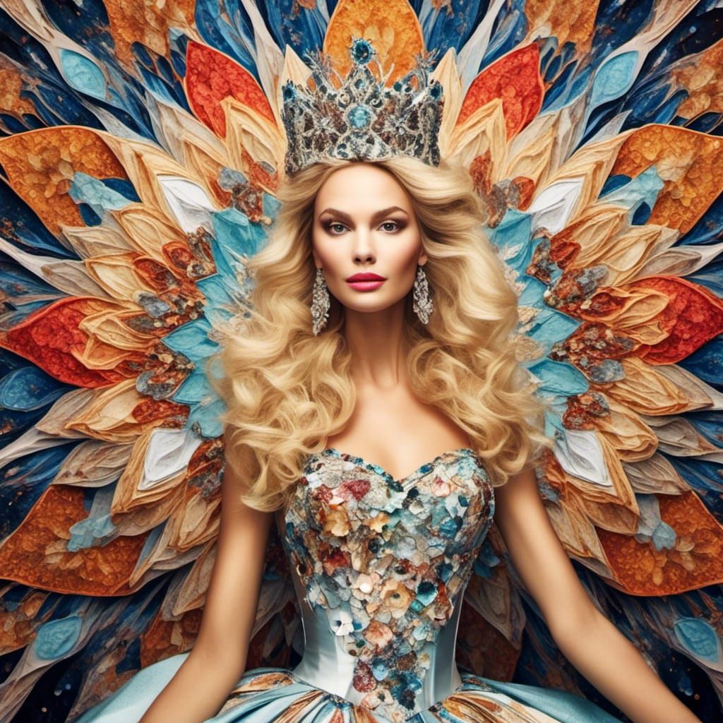 Blonde Beauty Pageant Winner in Evening Gown