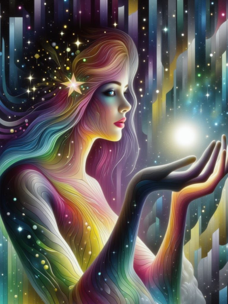 Magician with Glowing Orb in Zentangle Fantasy Art