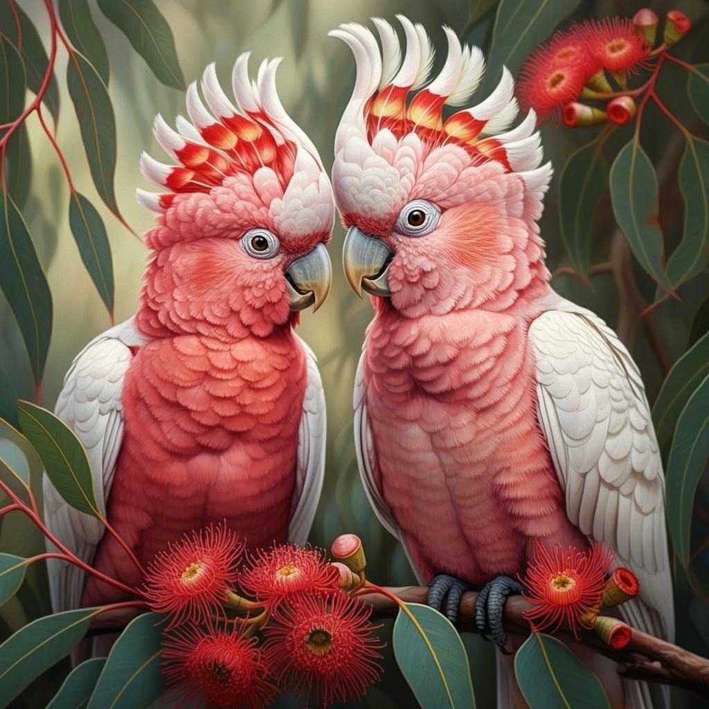 Vibrant Major Mitchel Cockatoo Watercolor Painting