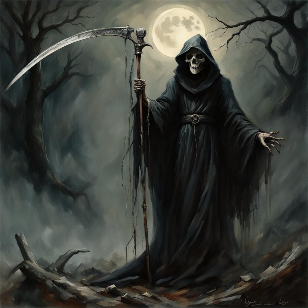 Moonlit Grim Reaper with Scythe