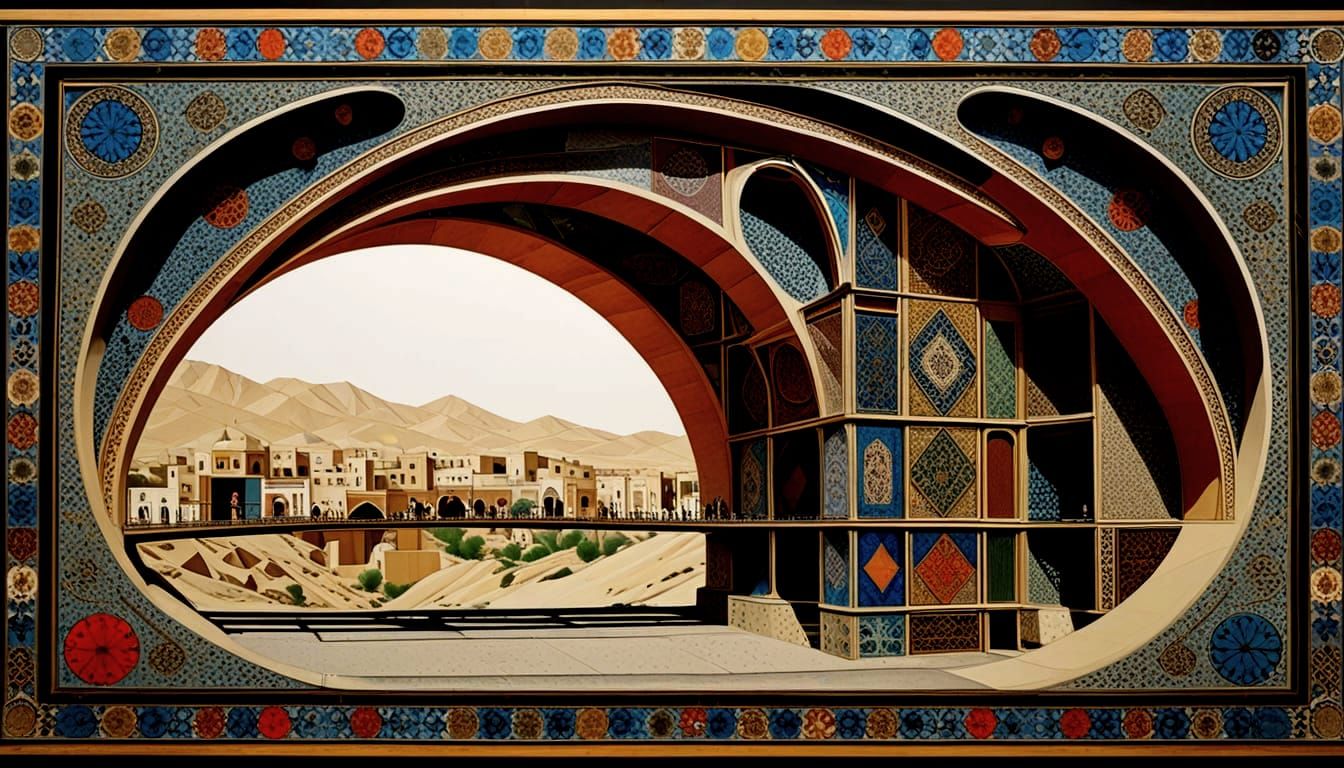 Qajar Bridge Geometric Abstract Art