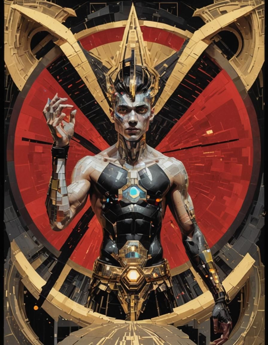 Glitched Neofuturistic Fashion in Surreal Digital Art