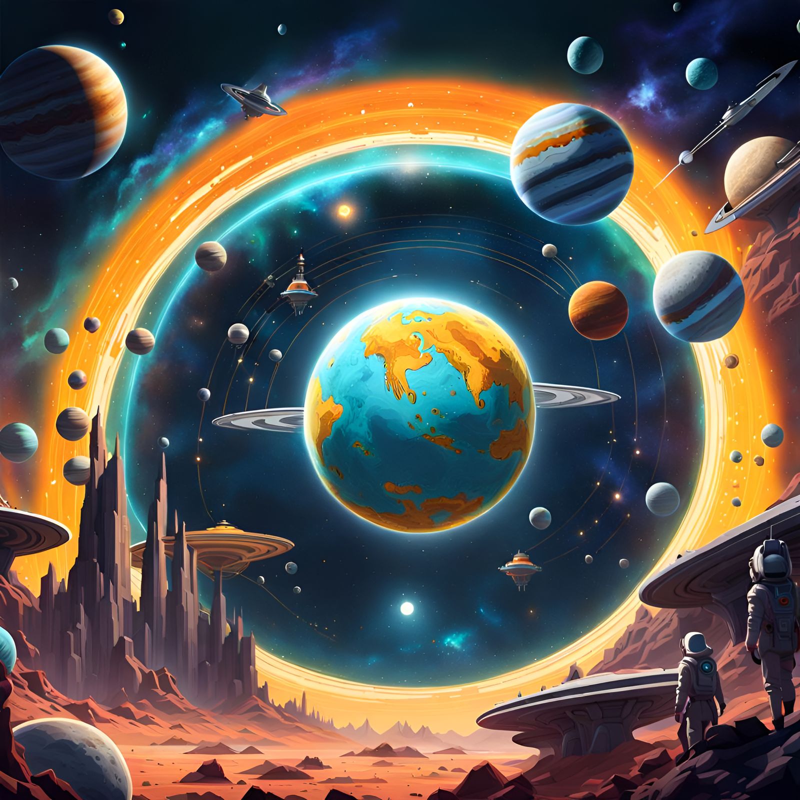 Retro Cosmic Battle Among Alien Colonies