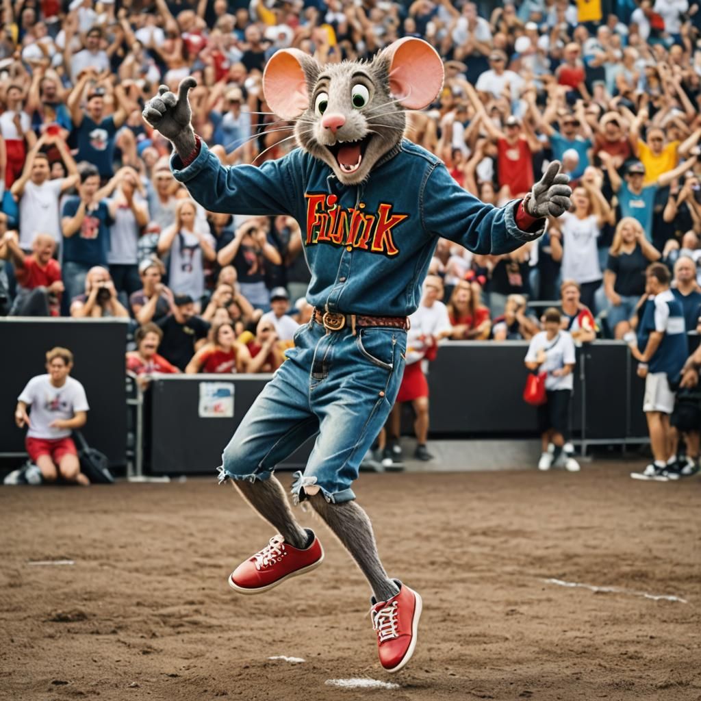 Rat Fink Cartoon Mouse on Stage