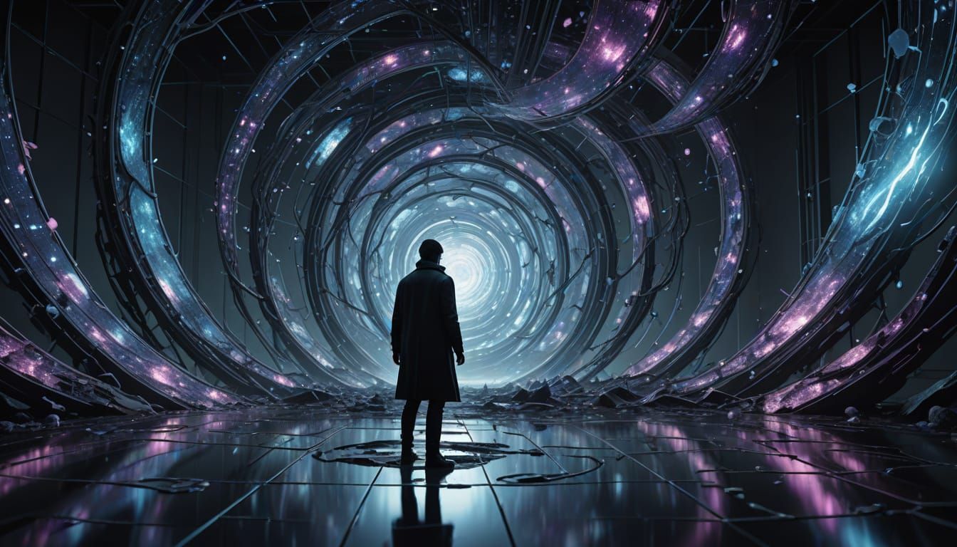 Quantum Field Observed by Agent in Surreal Noir Style