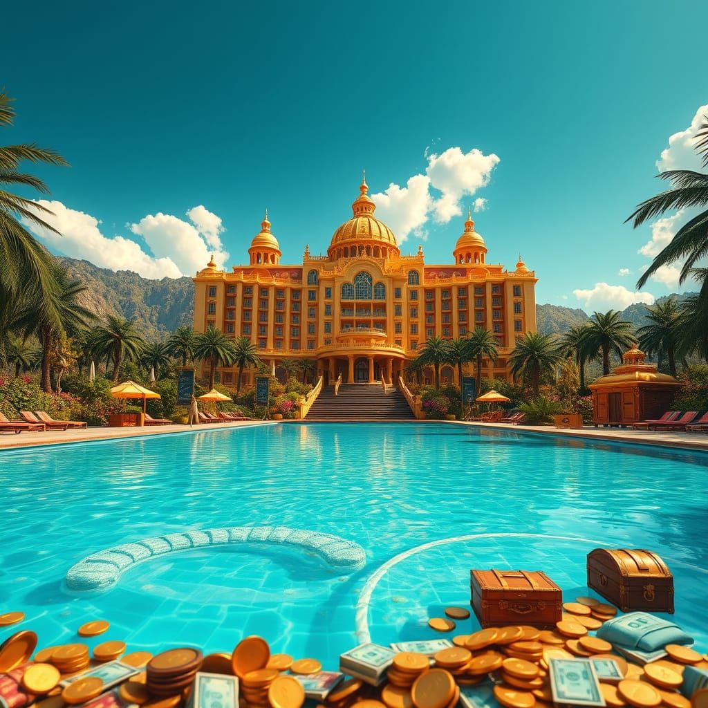 Golden Hotel Oasis with Sweet Treats and Endless Treasure