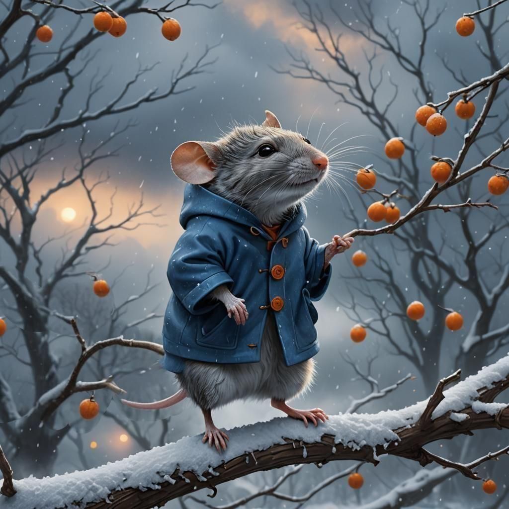 Mouse in Winter Storm: Fantasy Concept Art