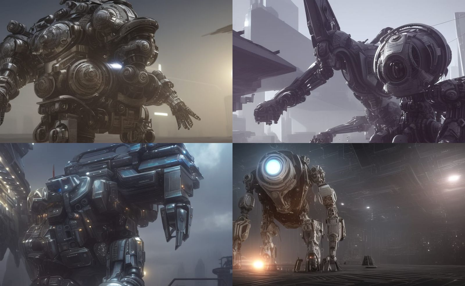 Futuristic Sci-Fi Mech Ground-Level Shot