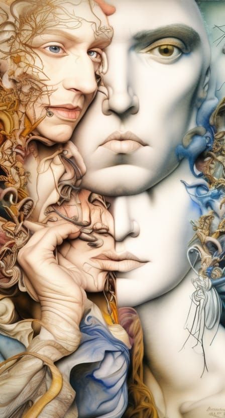 Ethereal Automatic Drawing in Watercolor Style