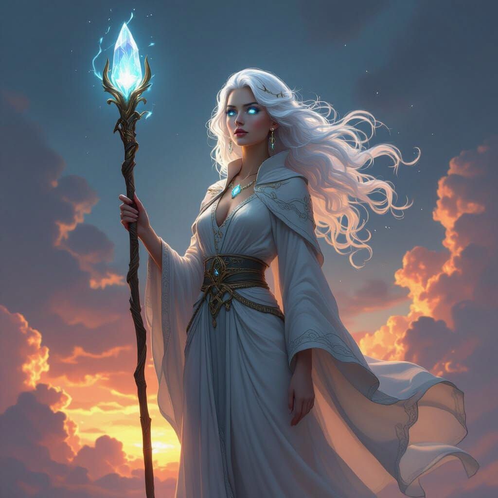 High Priestess of Skyspirits in Dark Fantasy Style