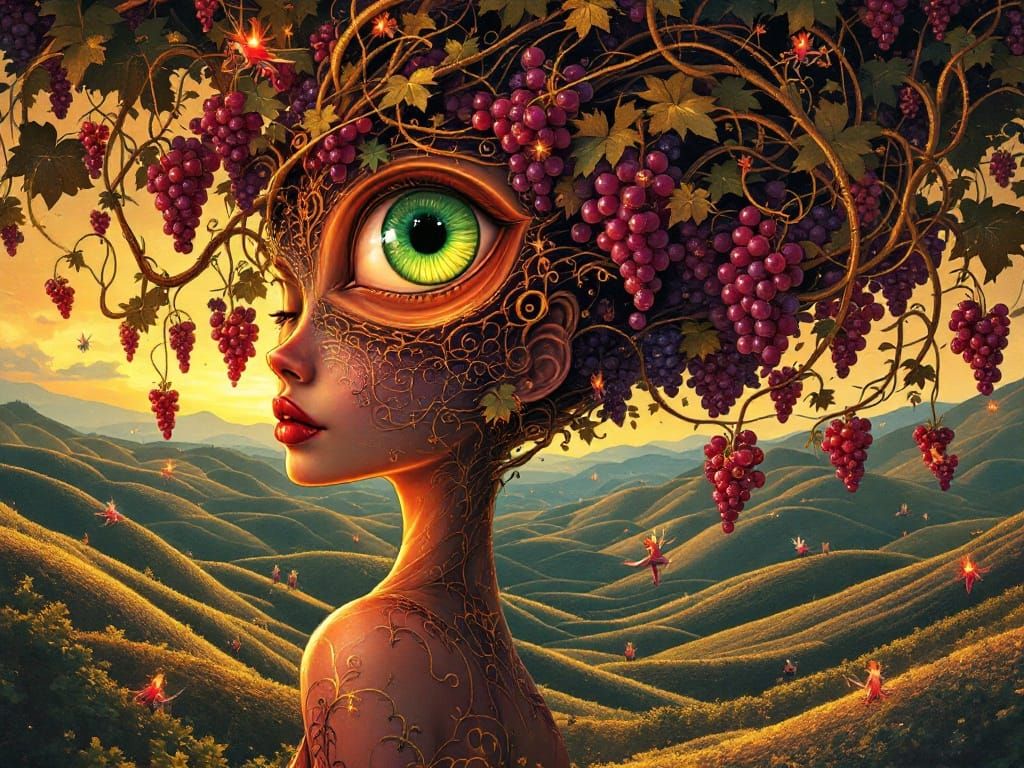 Nouveau Oracle: Woman with Grapevine Hair and Emerald Eye