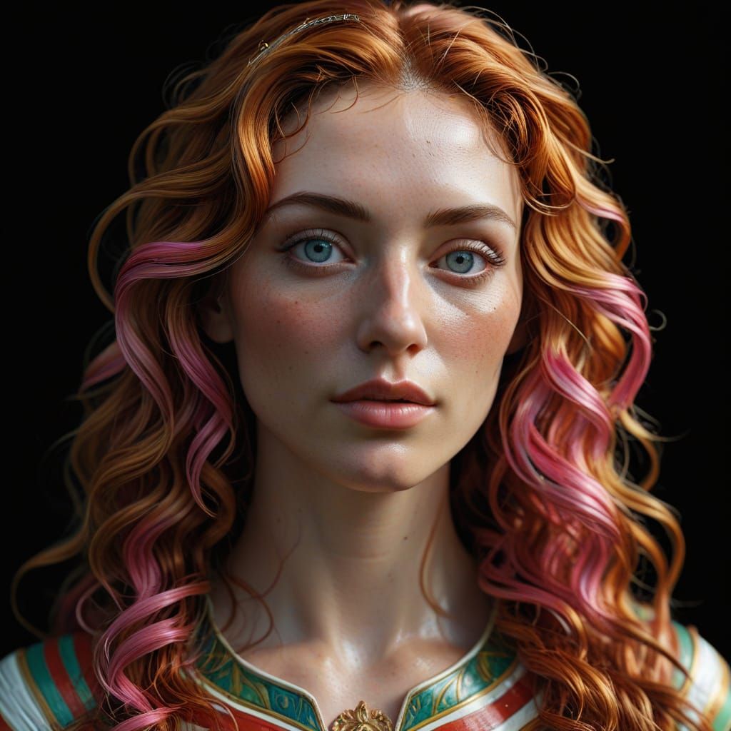 Ethereal Goddess in Vibrant Colors, Inspired by Botticelli