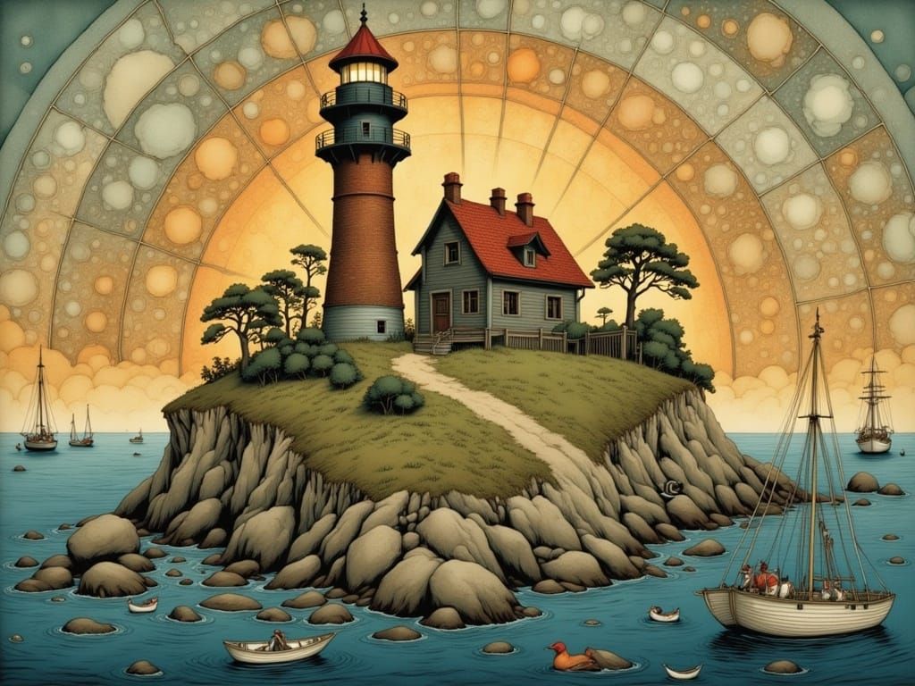 Ethereal Lighthouse Transforms as Sunset Descends in a Vibra...