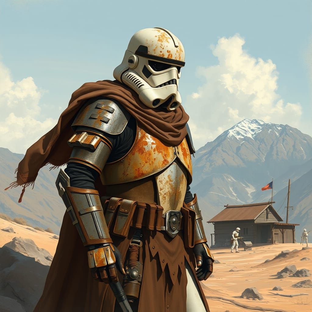 Medieval Stormtrooper Knight in a Mountain Outpost