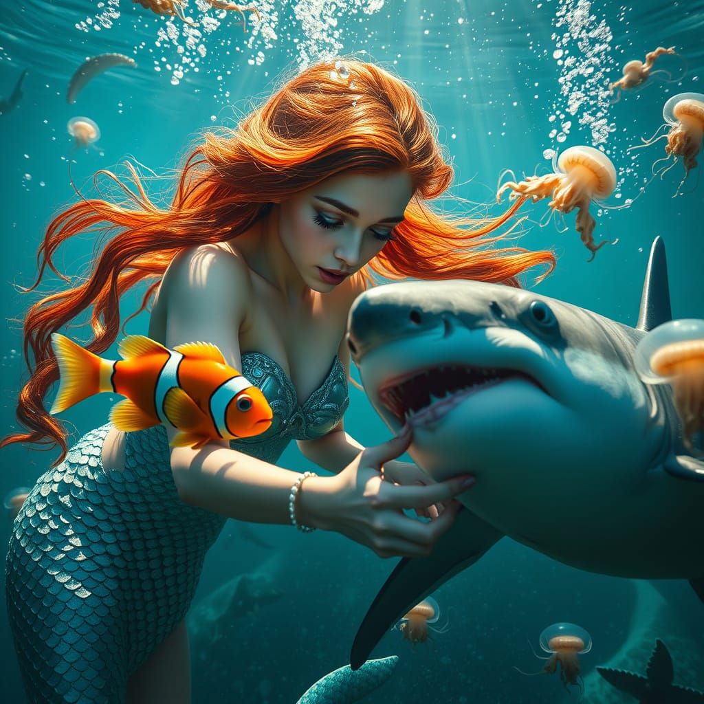 mermaid saves clown fish