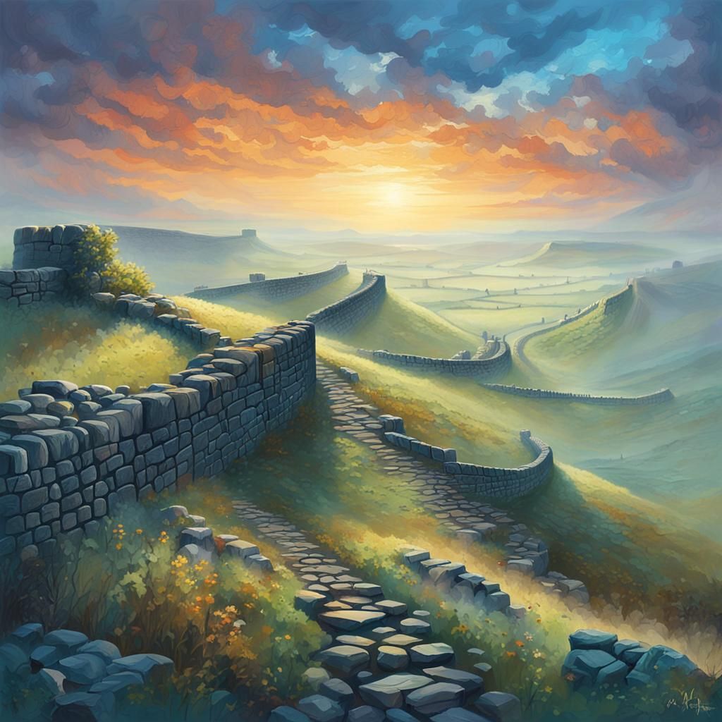 Fantasy Art: Misty Morning at Hadrian's Wall