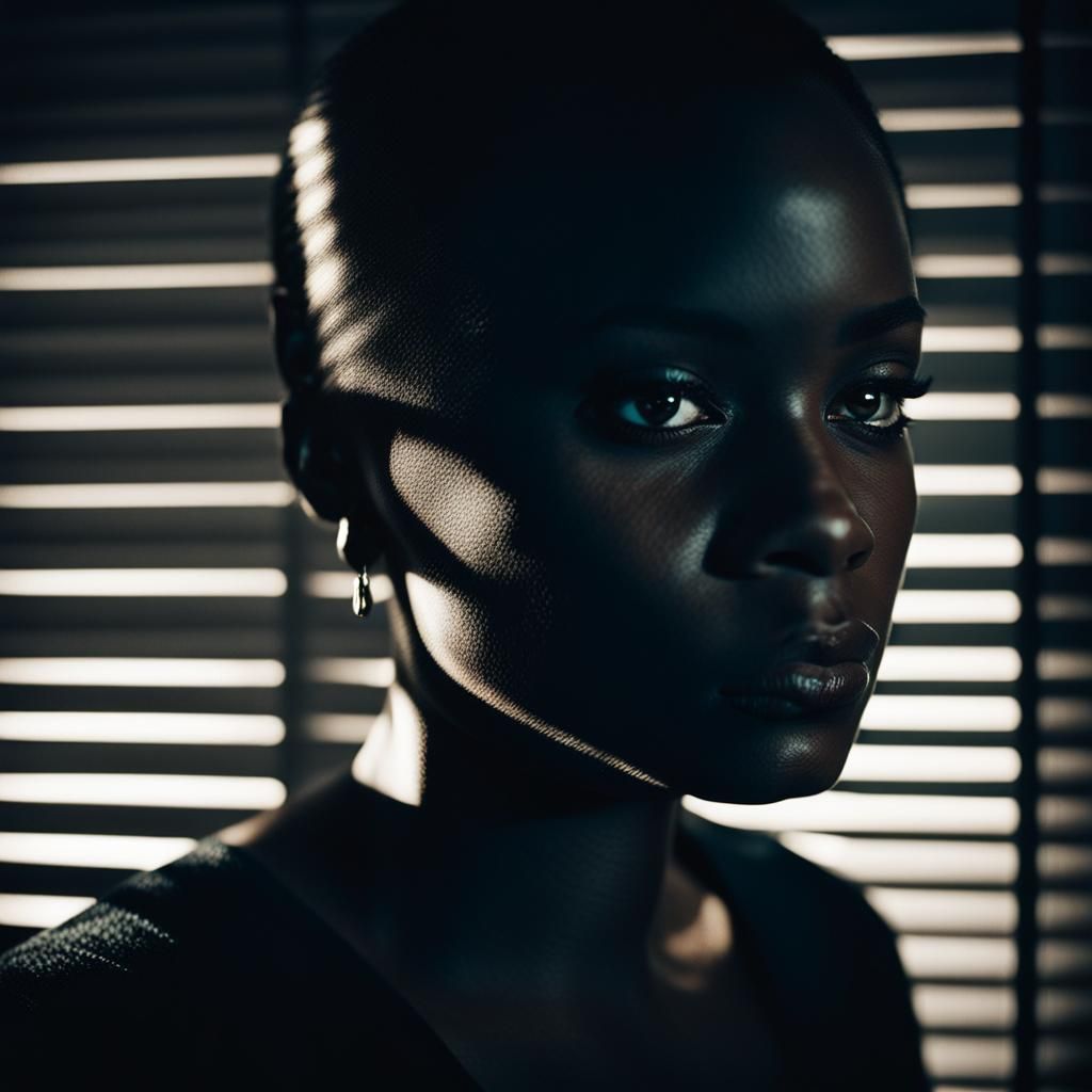 Dramatic Film Noir Portrait of a Woman in Shadow