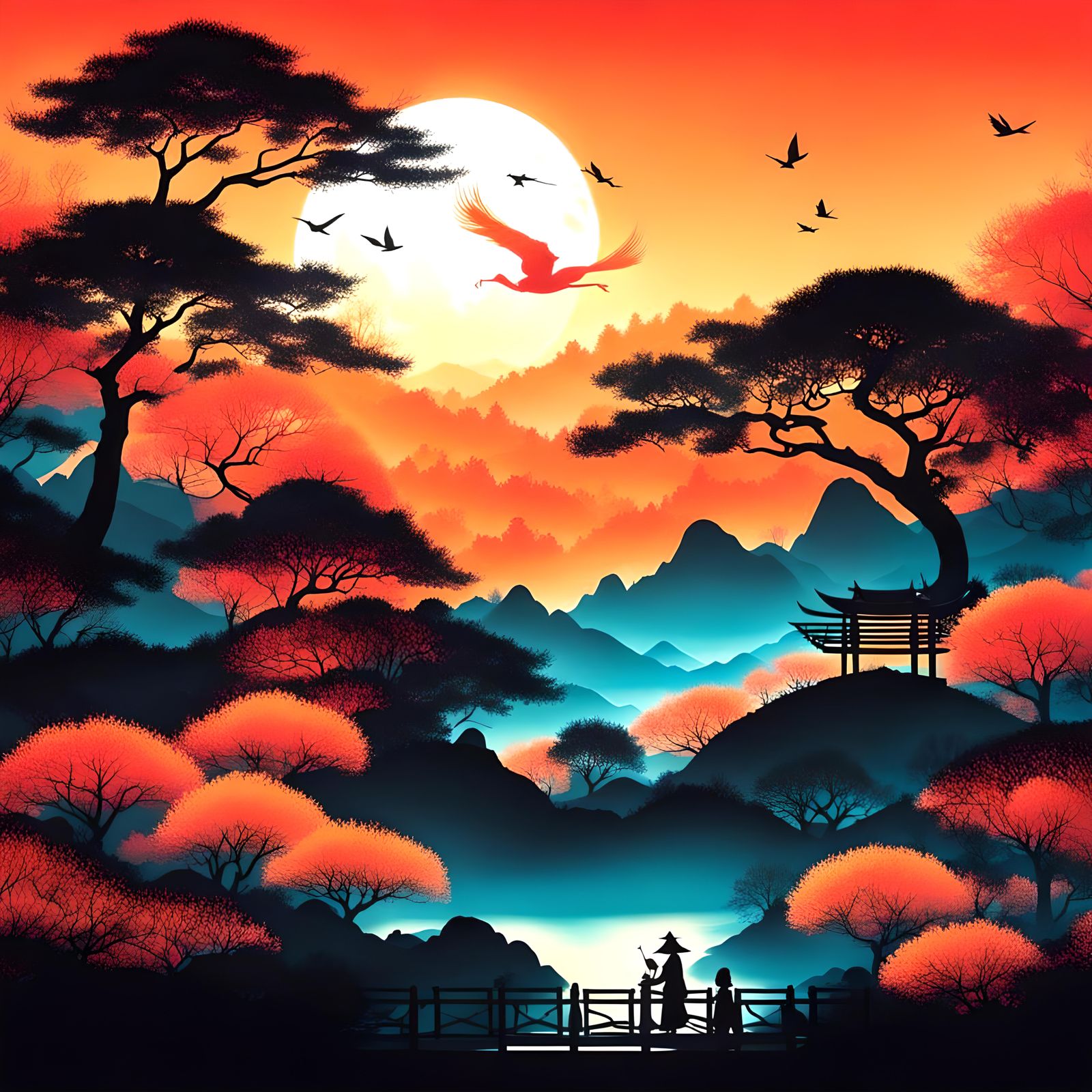 Beautiful asian fairy landscape by Tang yau hoong