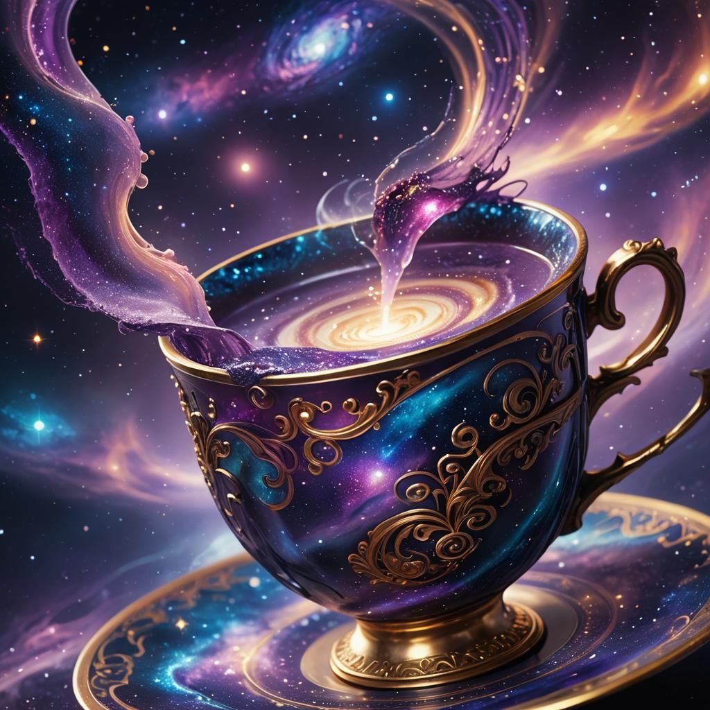 Galaxy in Ornate Cup: Cinematic Concept Art