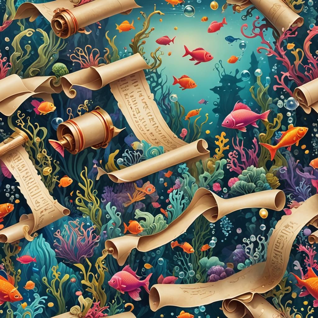 Underwater High Fantasy Colorful Paper Scroll