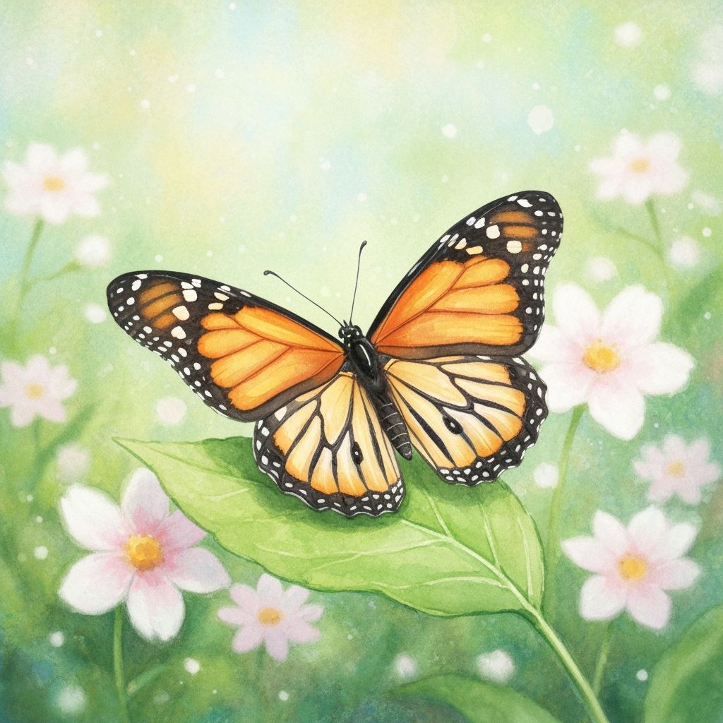 Monarch Butterfly in Watercolor Style