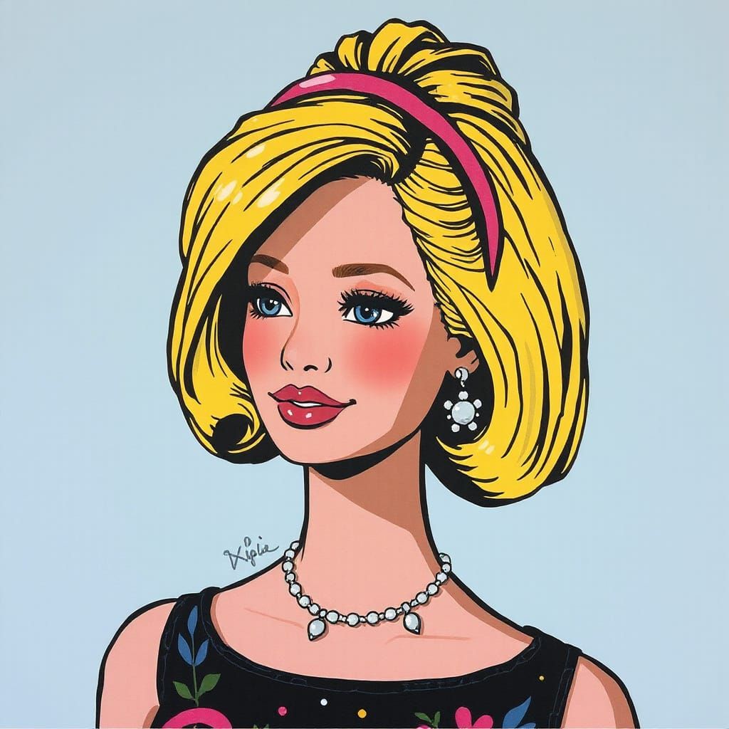 Pop Art Barbie Head in Warhol Style