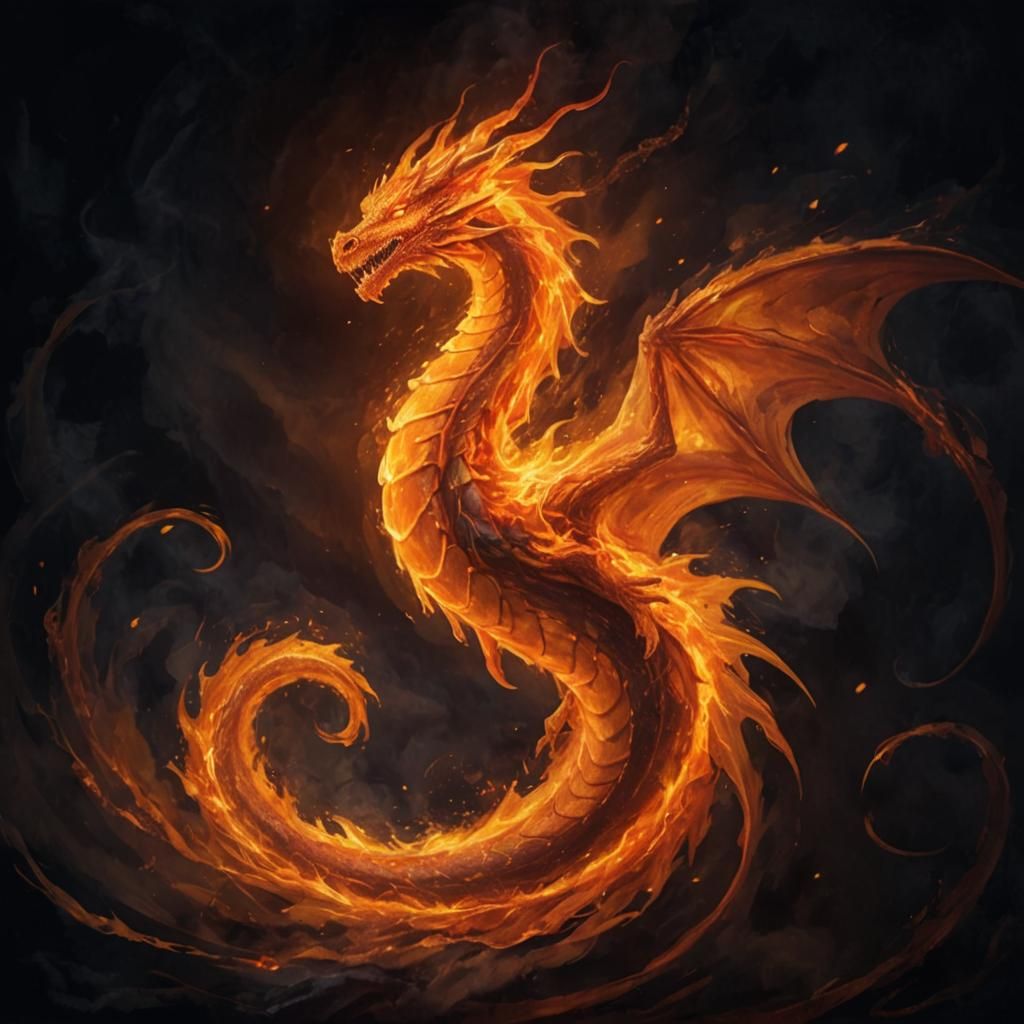 Fiery Dragon Concept Art: Mythic Creature in Flight