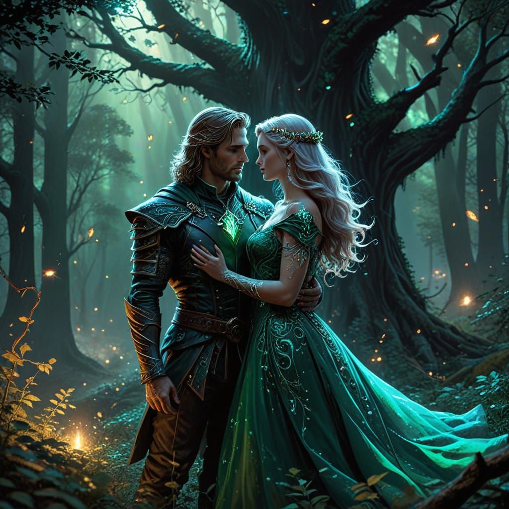 Ethereal Lovers in Twilight Enchanted Forest