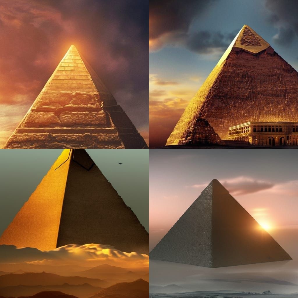 The pyramid with the sunset on the top