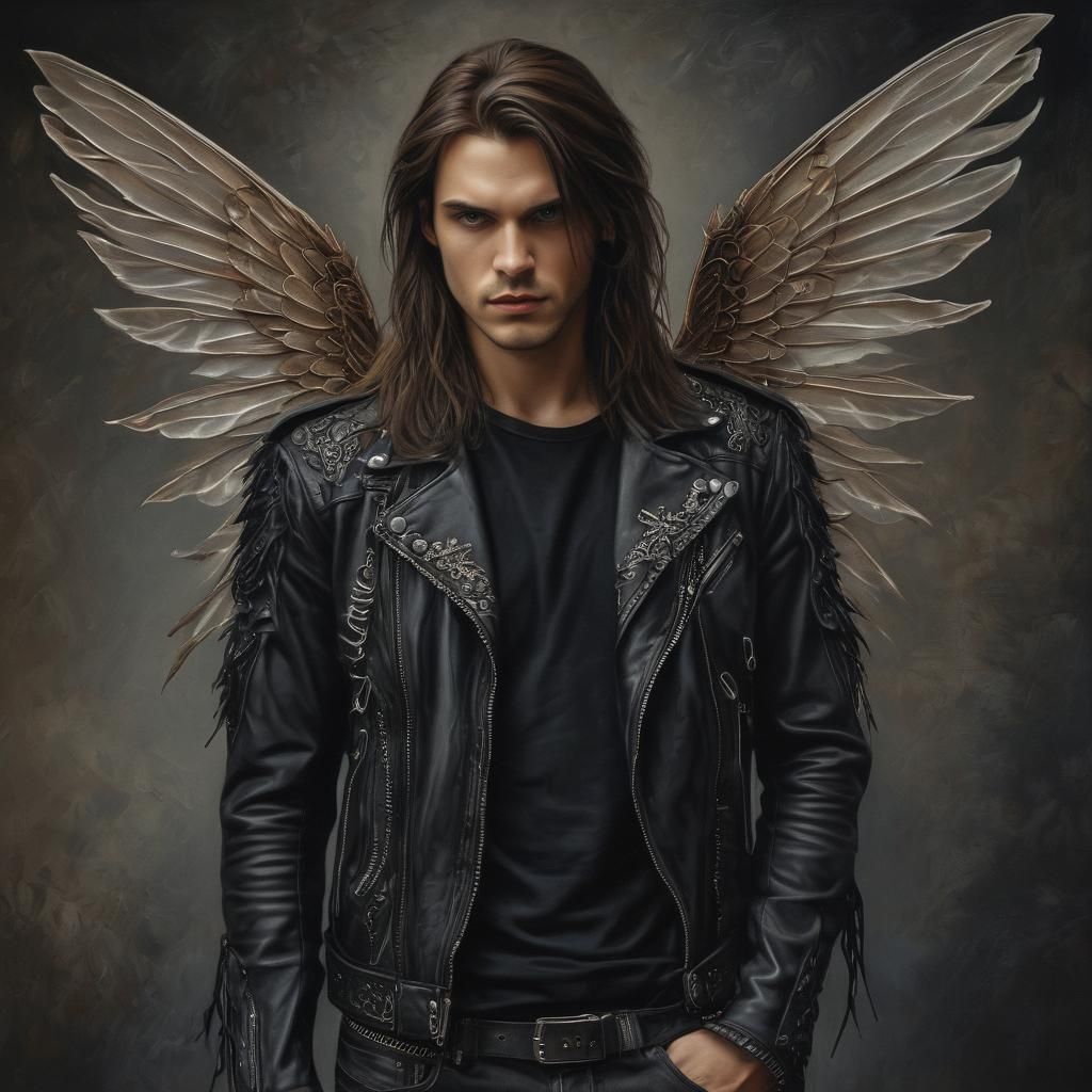 Metalhead Fairy with Wings in Oil Painting Style