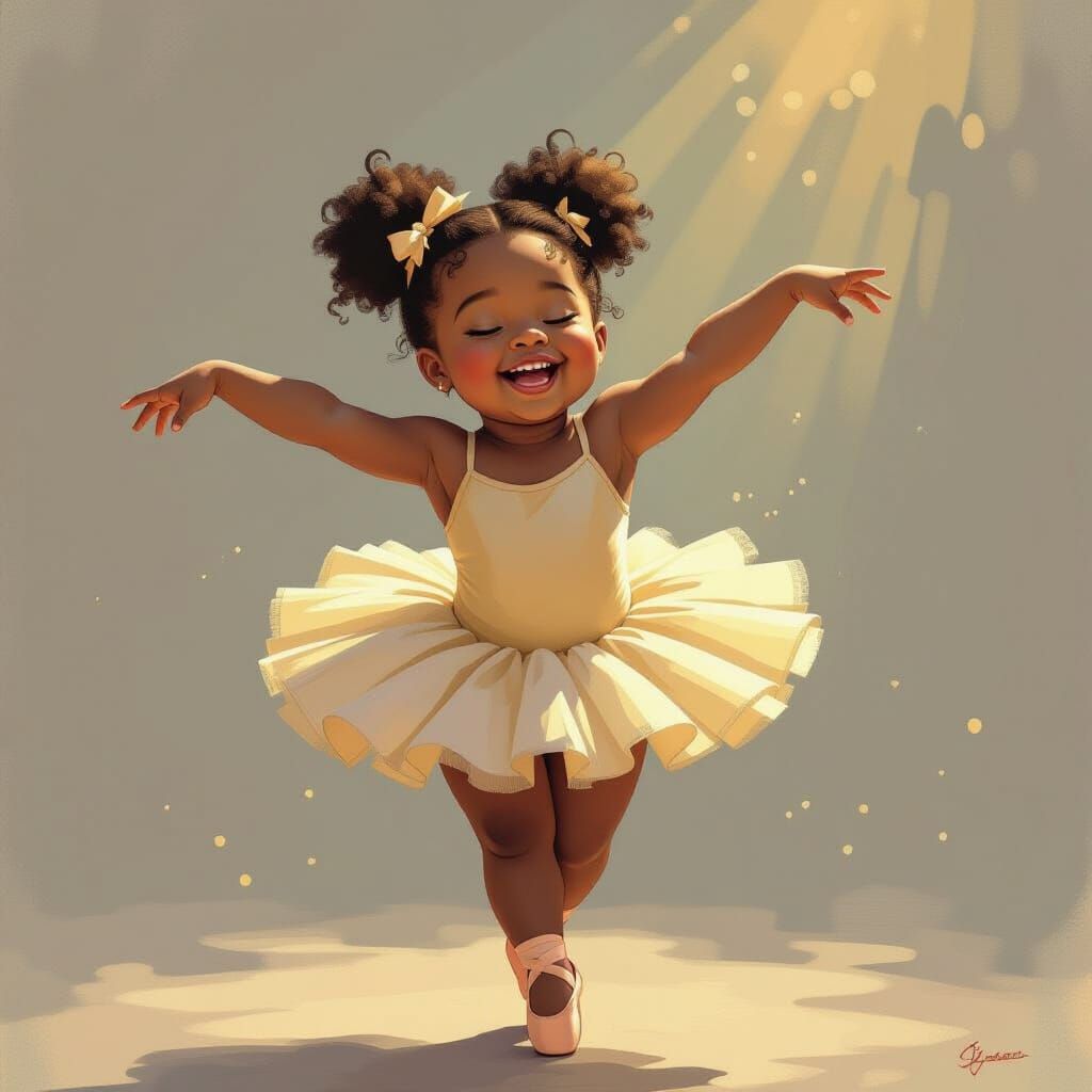 Chubby Black Girl Ballet Dancer in Degas Style
