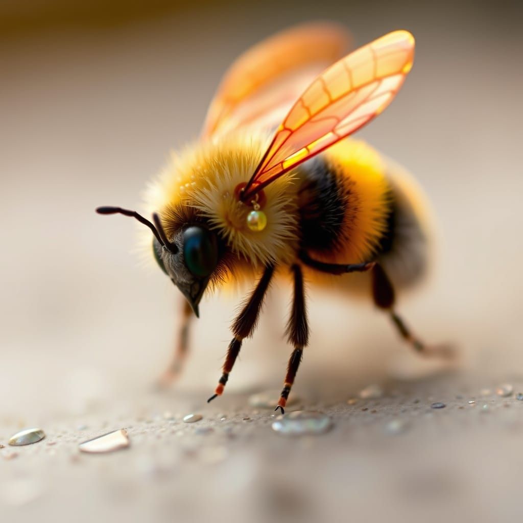 Whimsical Bumblebee in a Dreamy, Iridescent Style