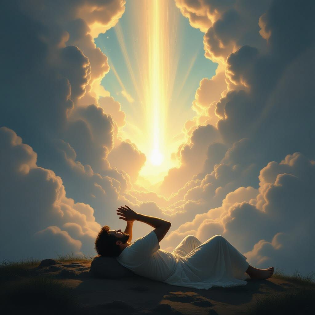 Man Overwhelmed by Divine Light and Cosmic Vision